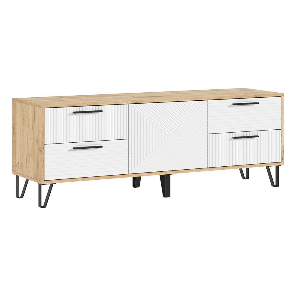 Тумба ТВ Флэш, Браш Вайт, Дуб Крафт