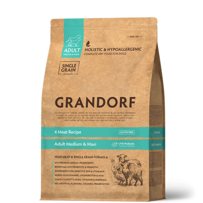 Grandorf Dog adult medium & maxi корм сухой для собак 4 вида мяса