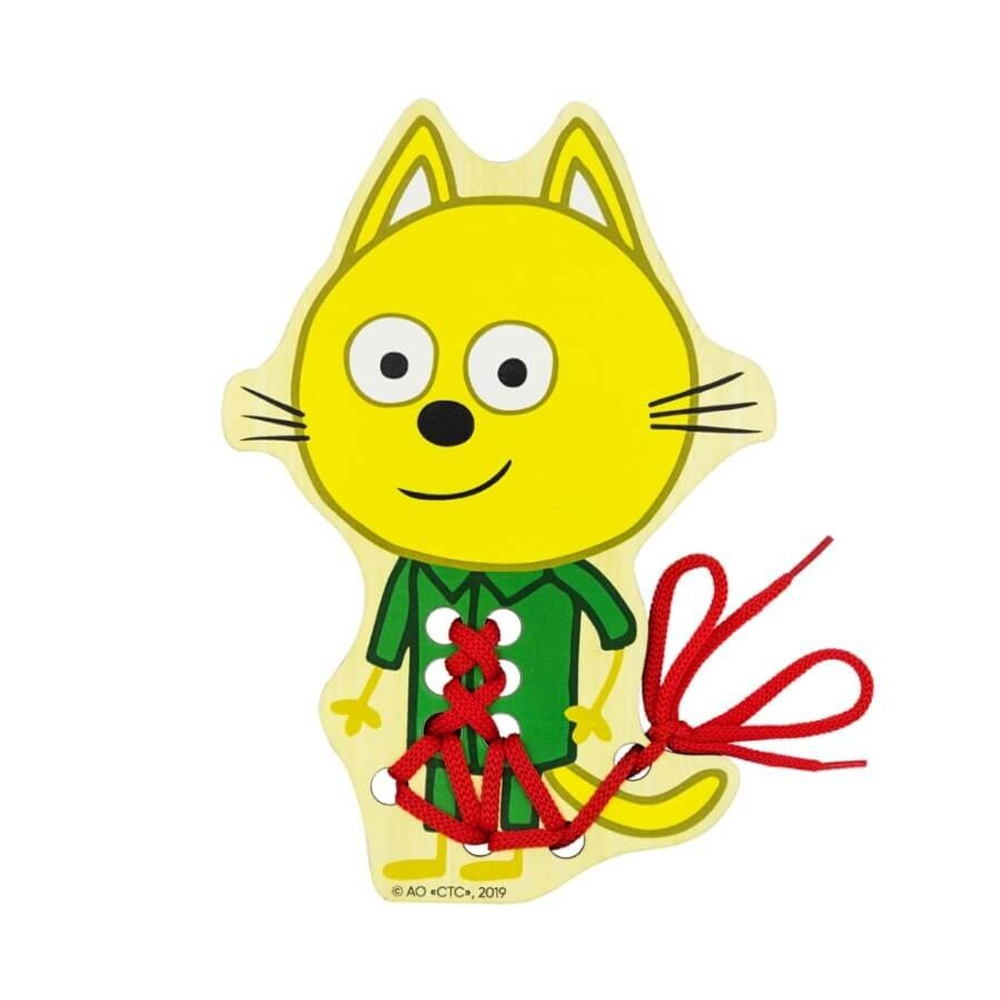 Шнуровка "Изюм" Три кота, развивающая игрушка для детей, обучающая игра из дерева