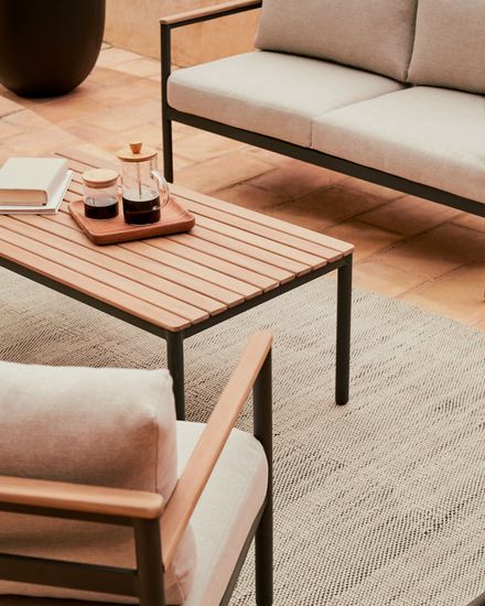 Aiguafreda Набор из 2-местного дивана, 2 кресел и журнального столика из серого алюминия и акации La Forma Испания 