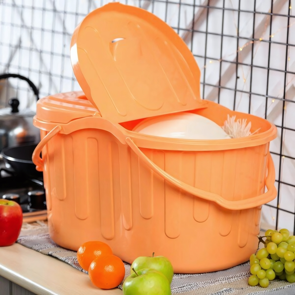 Корзина универсальная с ручками и крышкой РИО (RIO) 25л. (500*350*280мм) цвет персиковый