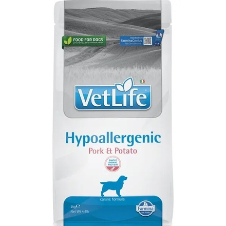 Сухой корм FARMINA Vet Life Dog Hypoallergenic Pork & Potato для взрослых собак при пищевой аллергии, со свининой и картофелем - 2 кг