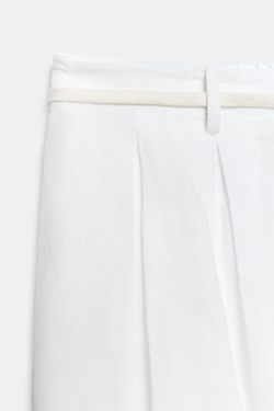 ZARA БРЮКИ ИЗ СМЕСОВОГО ЛЬНА — ZW COLLECTION, БЕЛЫЙ