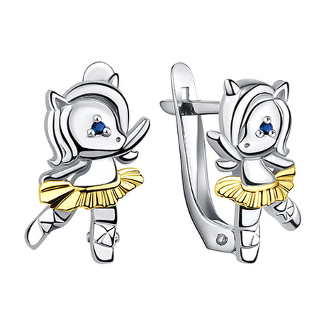 Серьги из серебра с фианитами