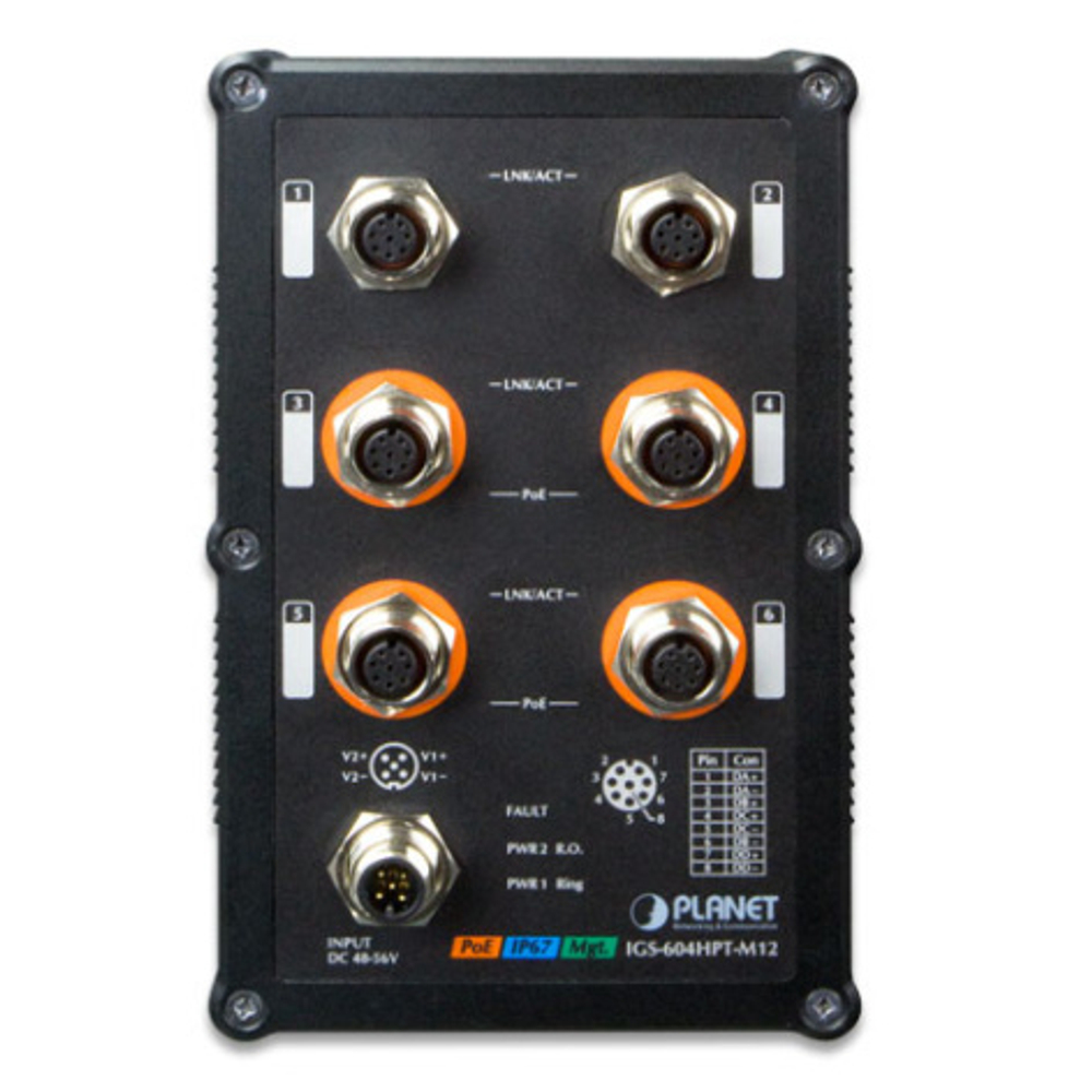 Коммутатор промышленный Planet IGS-604HPT-M12