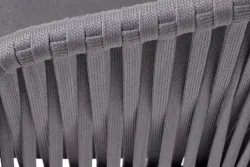 "Бордо" стул плетеный из роупа, каркас алюминий темно-серый (RAL7024) муар, роуп серый 15мм, ткань темно-серая 027