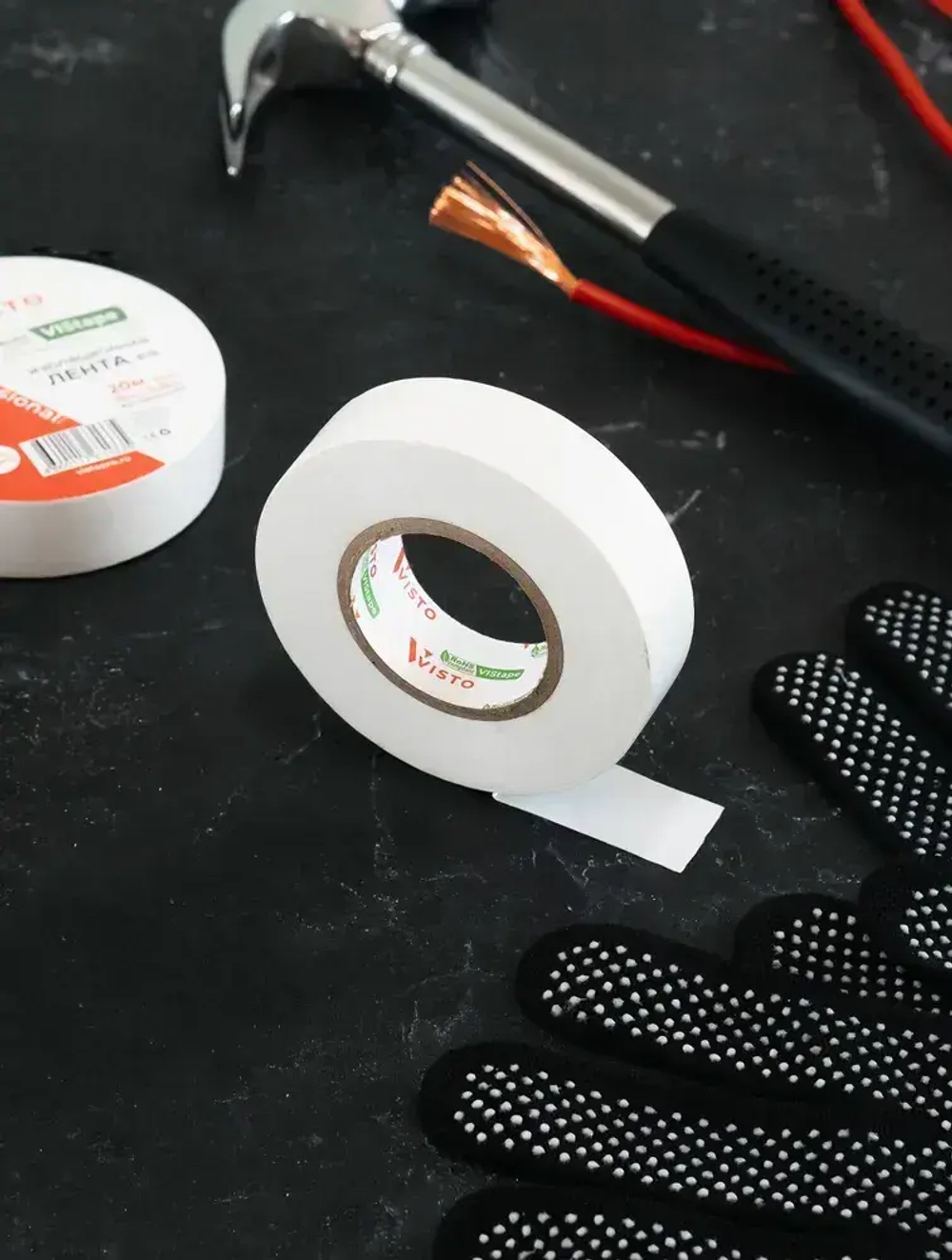 Изоляционная лента Изолента VISTO 19 мм 20 м 150 мкм, висто белая, профессиональная, 1 шт.