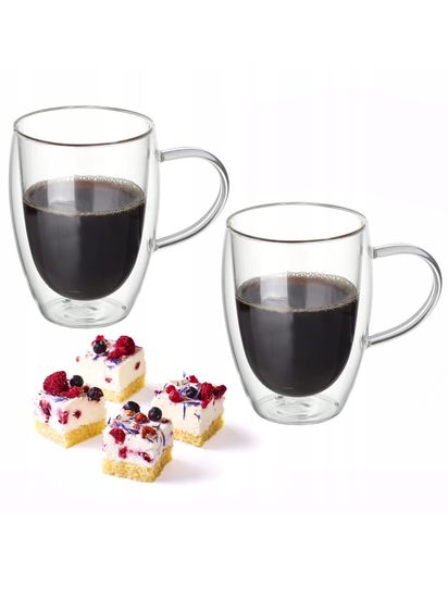 Набор стеклянных чашек 2 шт. 350 мл. Kamille KM 9009 с двойными стенками