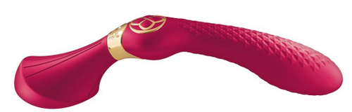 Двусторонний вибратор Shunga ZOA, малиновый, силикон, 26,5 см