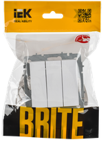 BRITE Выключатель 3-клавишный 10А ВС10-3-0-БрАБ арктический белый IEK