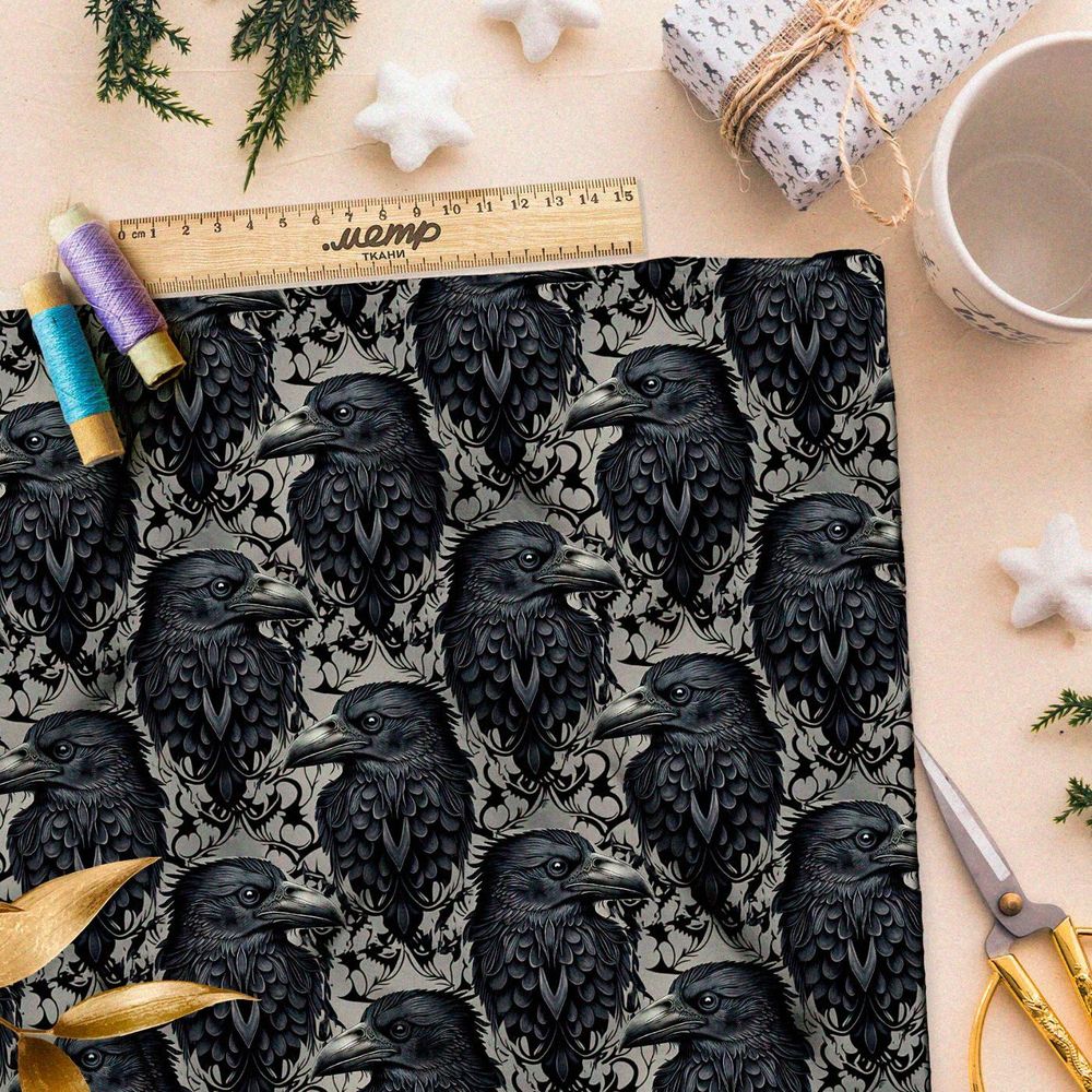 Ткань премиум Оксфорд 600D мрачные вороны