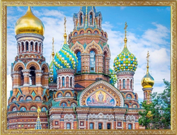 Алмазная мозаика на подрамнике Храм Спас на крови 30х40