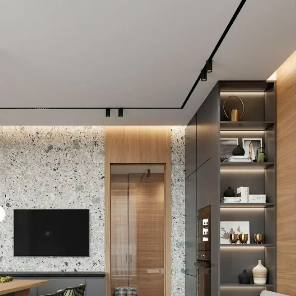 Трек для натяжного потолка 2000мм/ 2 торцевые заглушки/ 48V, черный