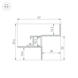 Профиль СEIL-S12-SHADOW-20-SIDE-3000 ANOD BLACK (Arlight, Алюминий) 052226