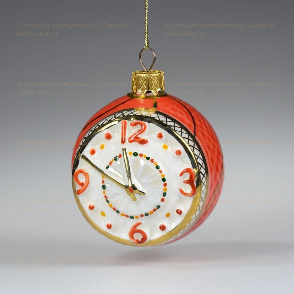 Елочная игрушка Шар фарфоровый "Часы"