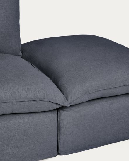 Модульный диван Anarela из темно-серого льна и вискозы с торцевым модулем и съемным чехлом, 270 см
