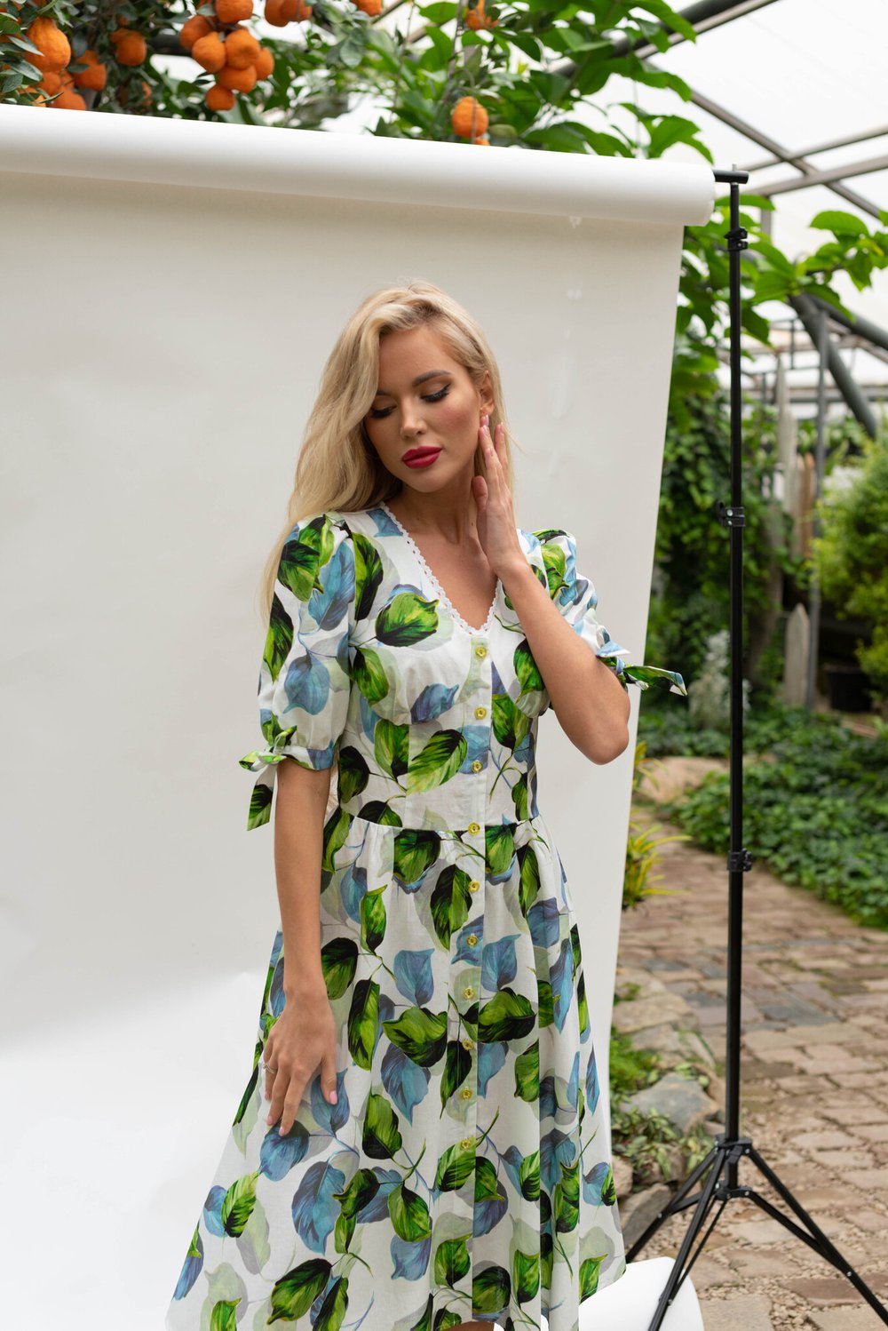 Платье бюстье с листьями изо льна