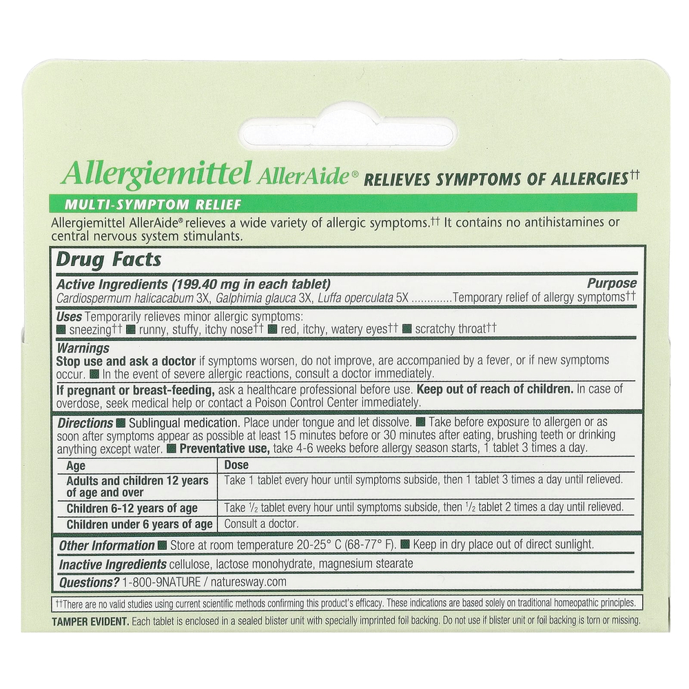 Boericke & Tafel, Allergiemittel AllerAide®, средство от аллергии, 40 таблеток
