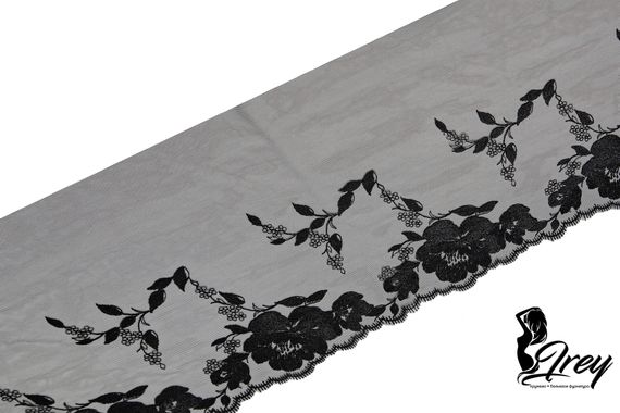 05-151 ОПТ Вышивка на неэл. сетке 23 см, черный (левая)