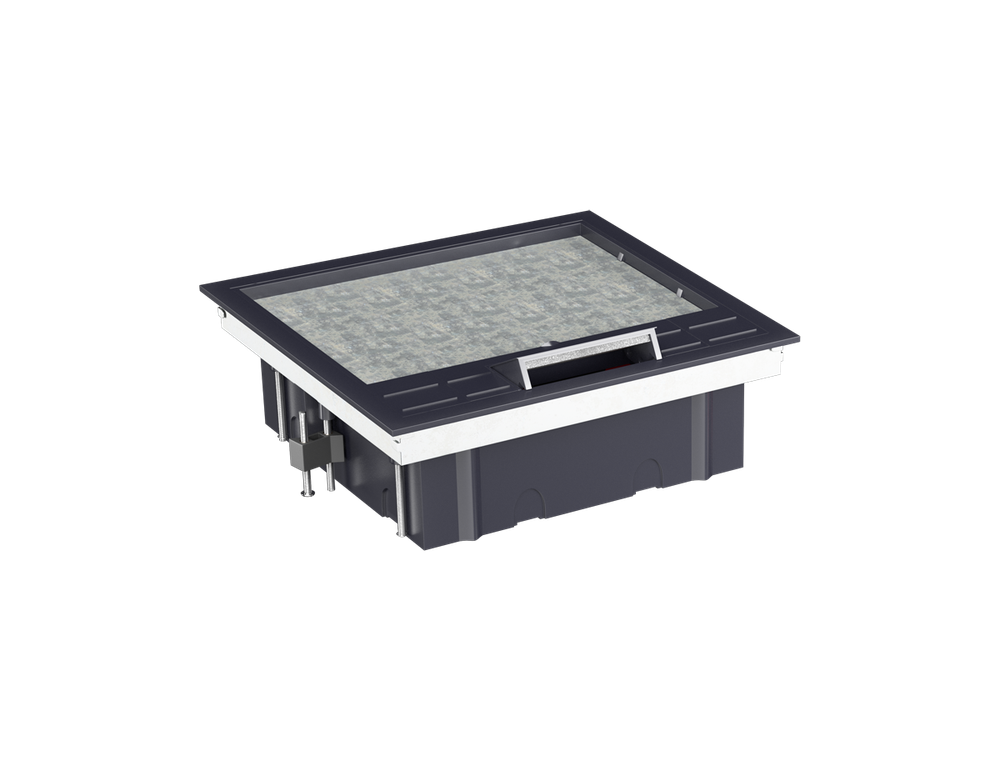 Лючок в пол 12 мод. (6 мод. 45х45 мм.) верт. установка,  крышка ABS +гальванизированная стальн