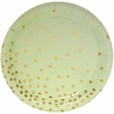 Тарелка бумажная 18 см в наборе 10 шт «Конфетти» салатовая