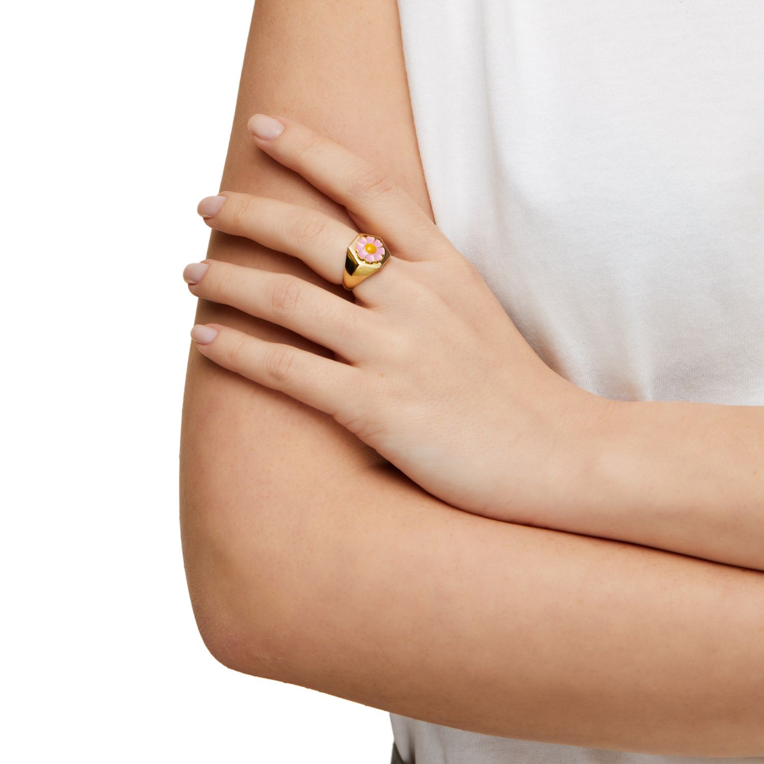 Кольцо Gold Pink Daisy Ring