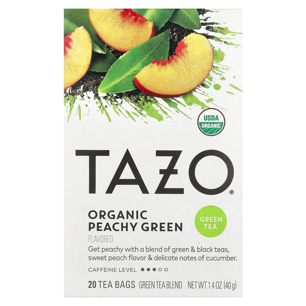 TAZO, Органический зеленый чай, персиково-зеленый, 20 чайных пакетиков, 40 г (1,4 унции)