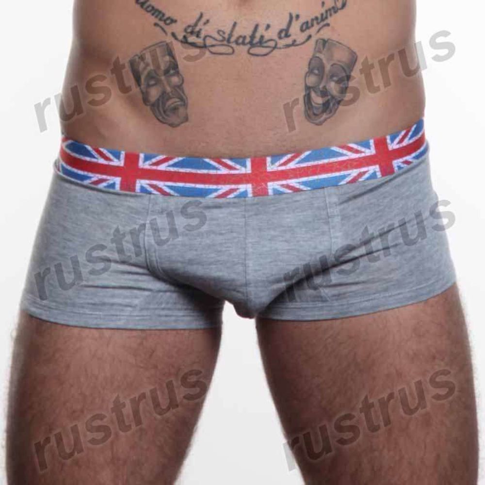 Мужские трусы хипсы серые DEEP JOY Английский флаг