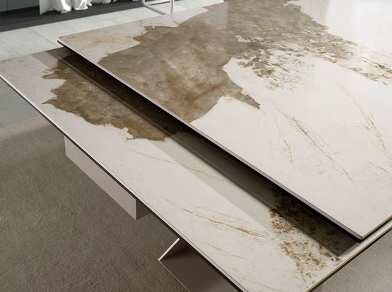 Раздвижной обеденный стол 1117/MC22052DT-MARMOL из керамики в мраморной отделке и стали Испания 
