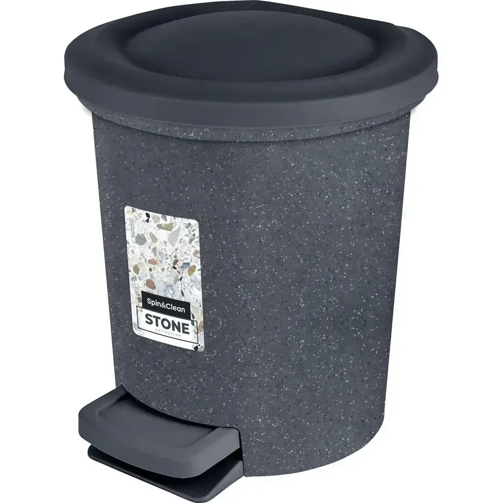 Ведро мусорное с педалью Stone 6 л темный камень