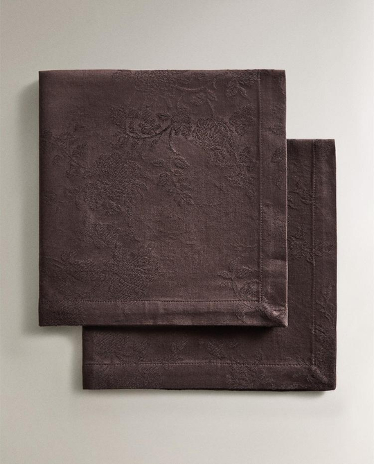 ZARA HOME ЖАККАРДОВАЯ САЛФЕТКАУ (УПАКОВКА ИЗ 2 ШТУК), КОРИЧНЕВЫЙ