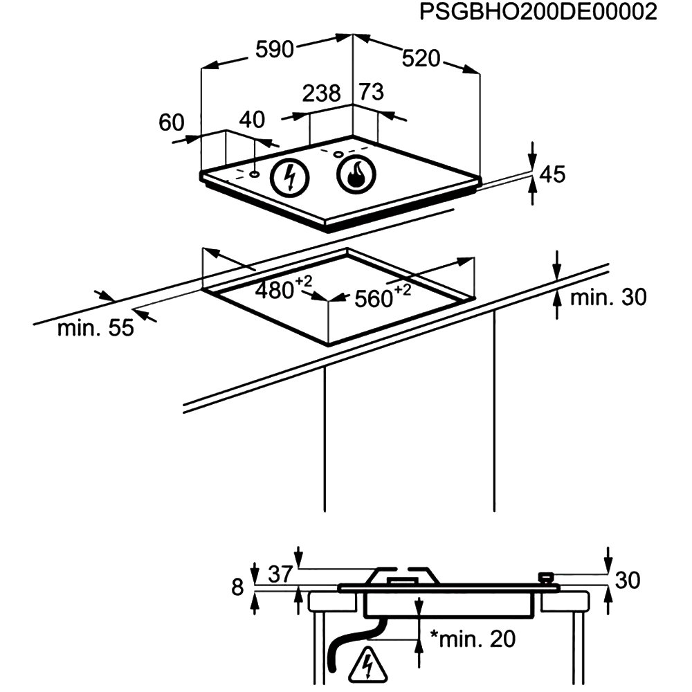 Газовая варочная панель Electrolux KGG64362W