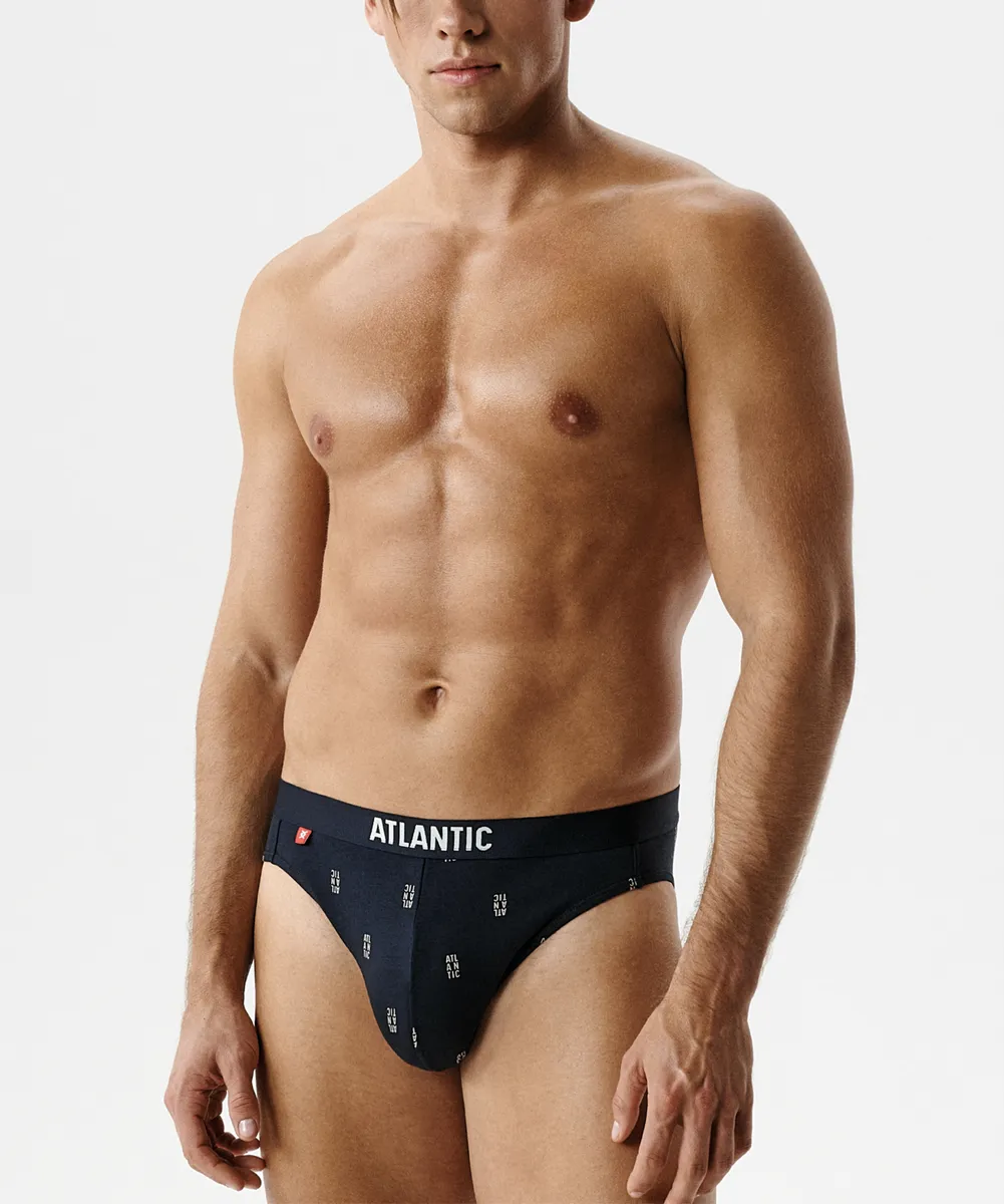 Мужские трусы слипы спорт Atlantic, набор 3 шт., хлопок, деним, темно-синие, темно-серые, 3MP-210