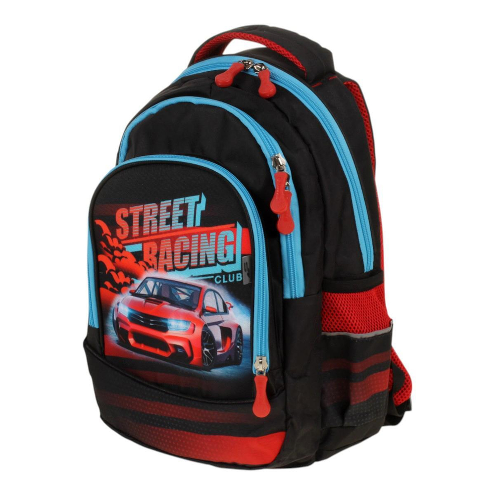 Ранец школьный Гармония 40*28*18см, анатом. спинкой, 1 отдел, 2 кармана, 2 боковых кармана "Авто" (