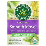 Traditional Medicinals, Organic Smooth Move®, перечная мята сенна, без кофеина, 16 упакованных чайных пакетиков, 32 г (1,13 унции)