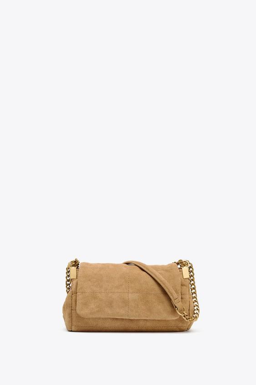 ZARA МИНИ-СУМКА ИЗ ЗАМШИ, ПЕСОЧНО-КОРИЧНЕВЫЙ