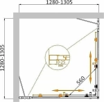 Душевой уголок Cezares Molveno 130x130 MOLVENO-A-22-100+30-P-Cr стекло рифленое матовое/профиль хром