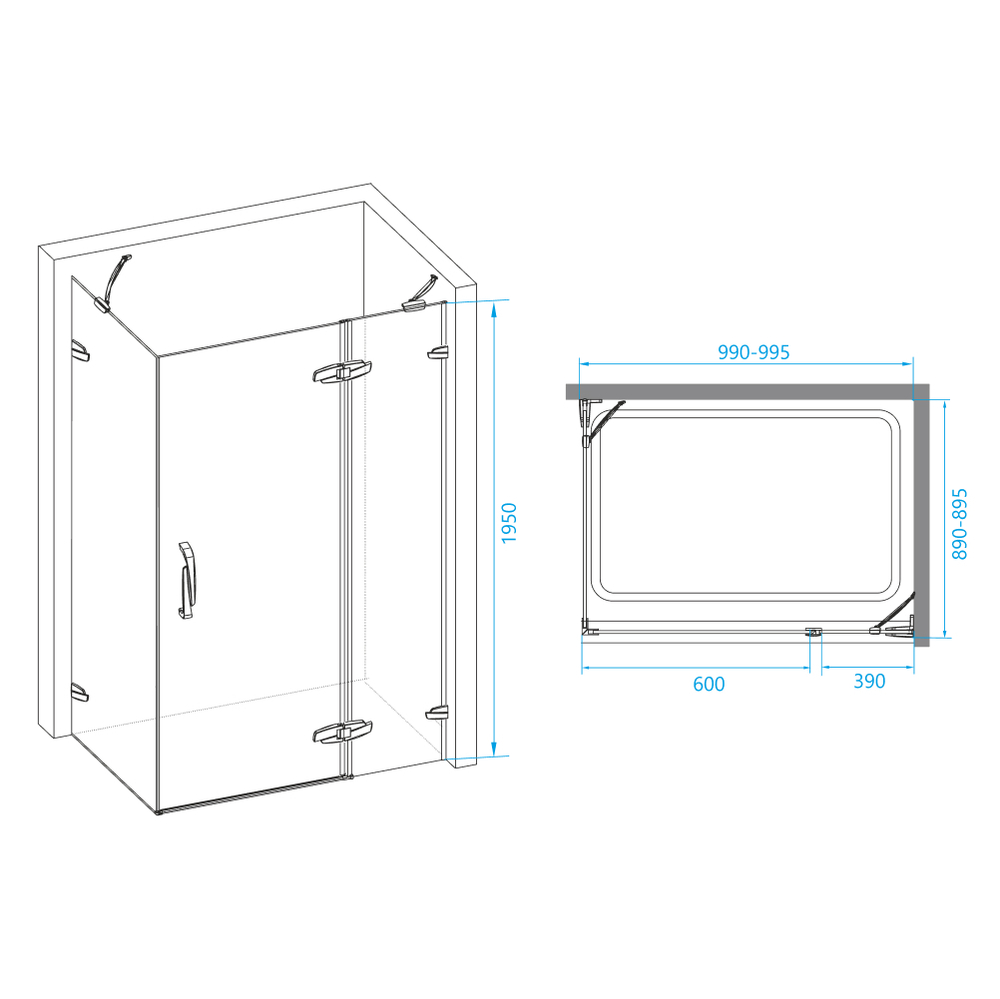 Душевой уголок RGW SA-41 (Прозрачное, 900x1000)