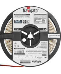 Лента светодиодная Navigator 12V 9,6Вт 6000К IP65 бухта 5м белая 28848