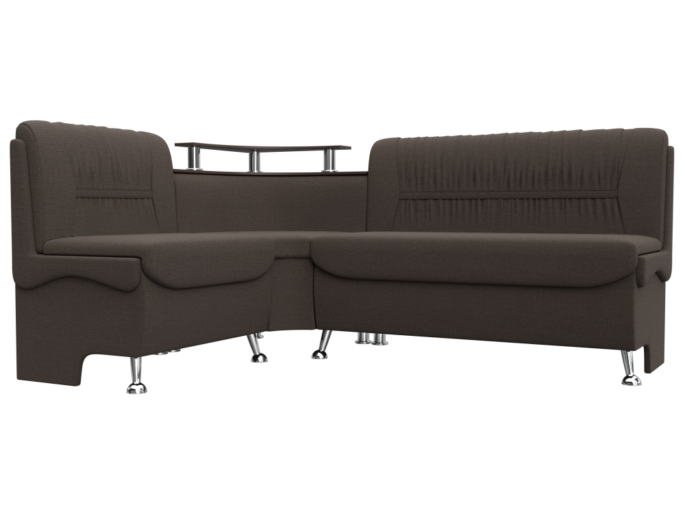 Диван кухонный угловой Сидней левый угол, Амур 05 коричневый, Рогожка, 125901L