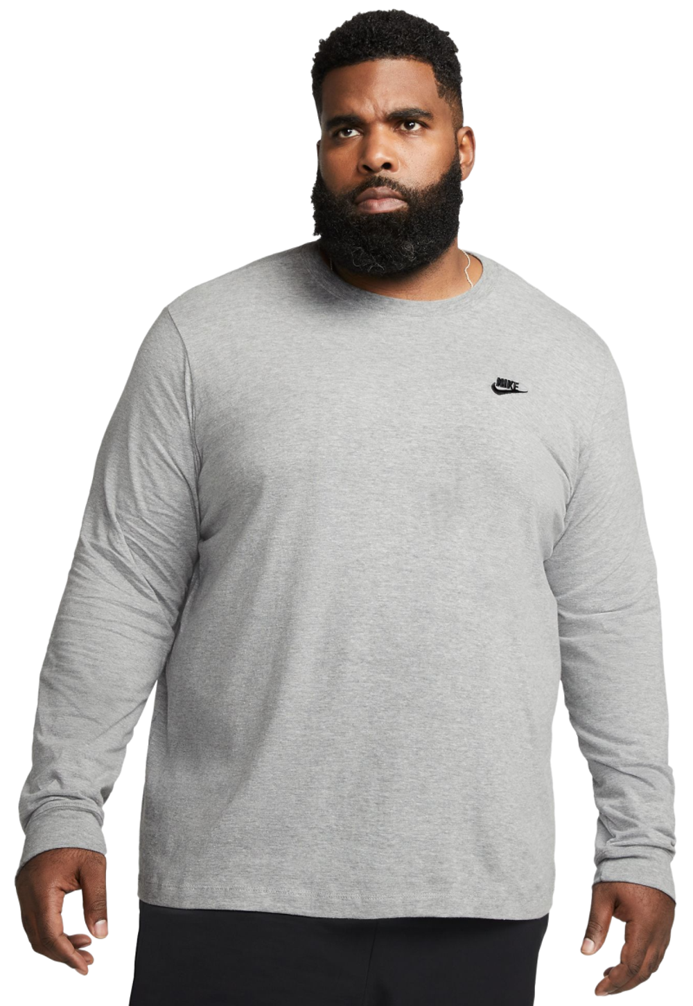 Мужская теннисная футболка с длинным рукавом Nike Sportswear Club Tee LS - dark grey heather/black