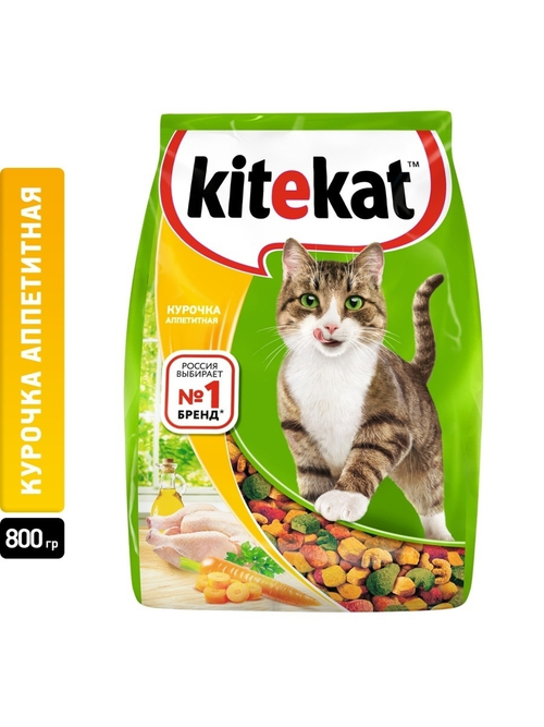 Сухой корм Kitekat для взрослых кошек, с курицей, 0.8 кг