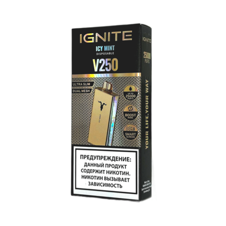 Ignite V250 Gold Ледяная мята (Ice mint) 25000 затяжек 20мг Hard (2% Hard)