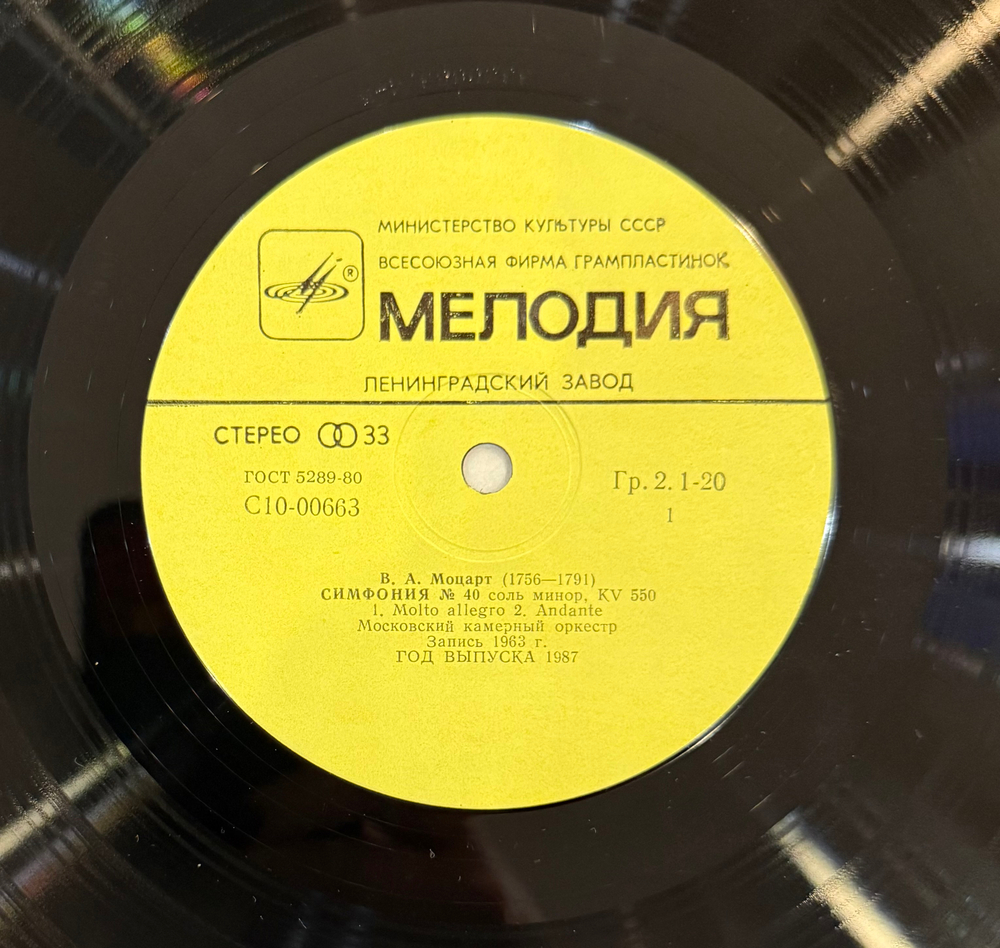 Виниловая пластинка Моцарт –Симфония № 40 · Симфония № 24 (Мелодия) LP