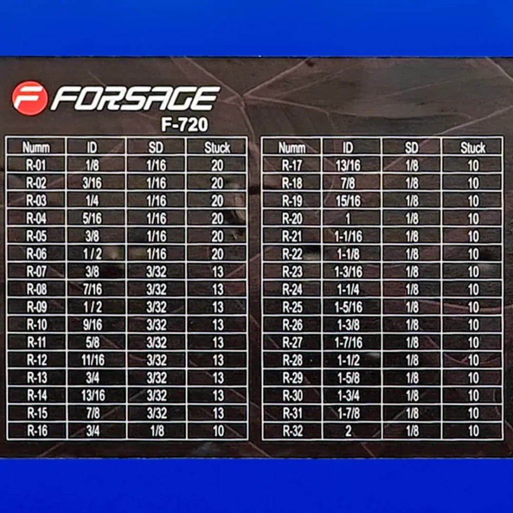 Кольца уплотнительные резиновыемаслобензостойкие, 407пр. (дюймовые) Forsage F-720