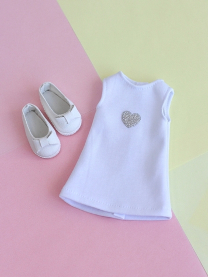 Белое платье с сердечком для куклы Paola Reina 32-34 см