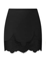 Юбка шелк мини с кружевом, Черная