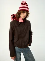 Купить Шапка Kraizy Stripes в полоску бургунди / роза Шапка Kraizy Stripes в полоску бургунди / роза