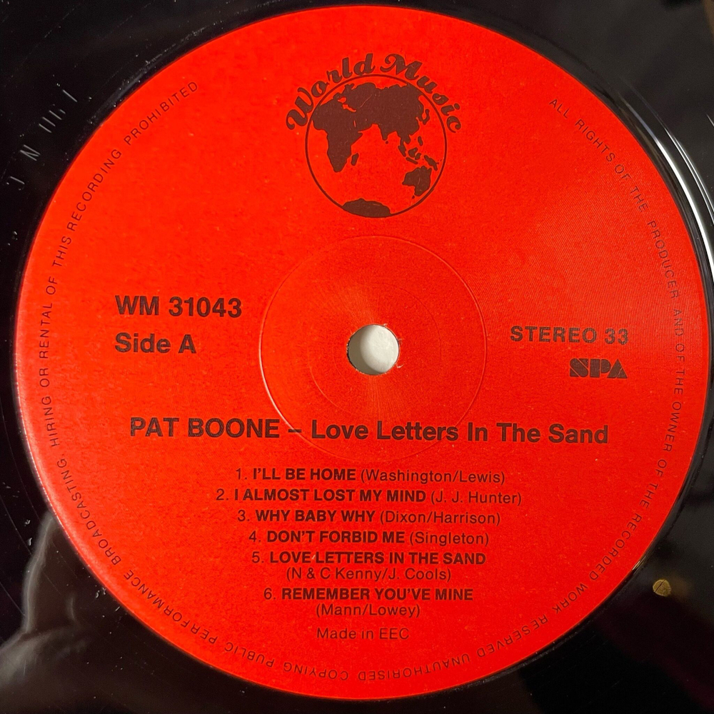 Винтажная виниловая пластинка LP Pat Boone Love Letters In The Sand (EU 1986)