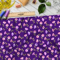 Ткань дюспо мягкие цветы на фиолетовом фоне